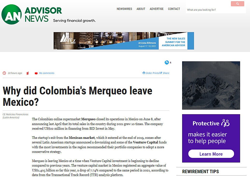 Why did Colombia's Merqueo leave Mexico?
